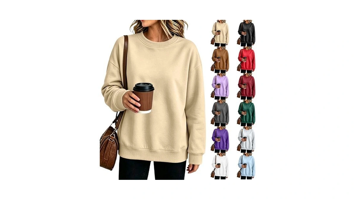 Crewneck Sweatshirts Women Loose Fit Cute Fall Fleece Pullover Sweatshirts