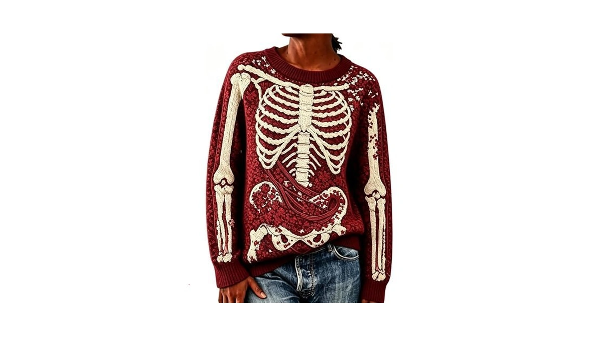 Halloween Sweaters For Women Skeleton Knit Sweater Long Sleeve Sweater
