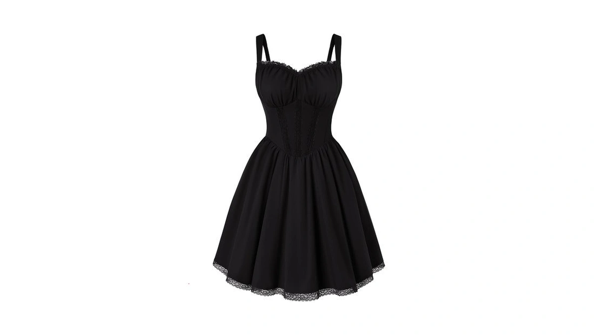 Scarlet Darkness Lace Corset Mini Dress With Pocket Women Teens