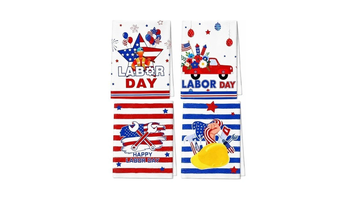 4 Pack Happy Labor Day Towels Labor Day Gifts Hand