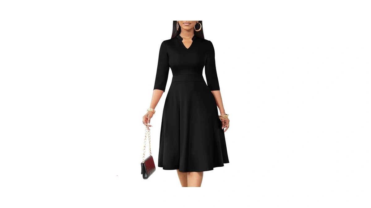 Nmoder Casual Dresses For Women Stand Collar Church Fit And