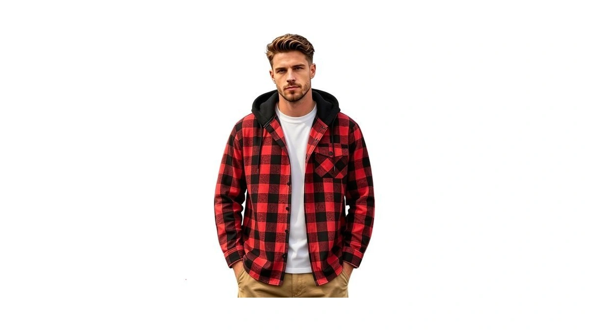 Flannel Plaid Shirt For Men Oversized Thermal Fleece Lined Sweatshirt