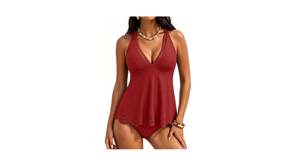 Souaih Women Flowy Tankini Swimsuits Tummy Control 2 Peice Bathing