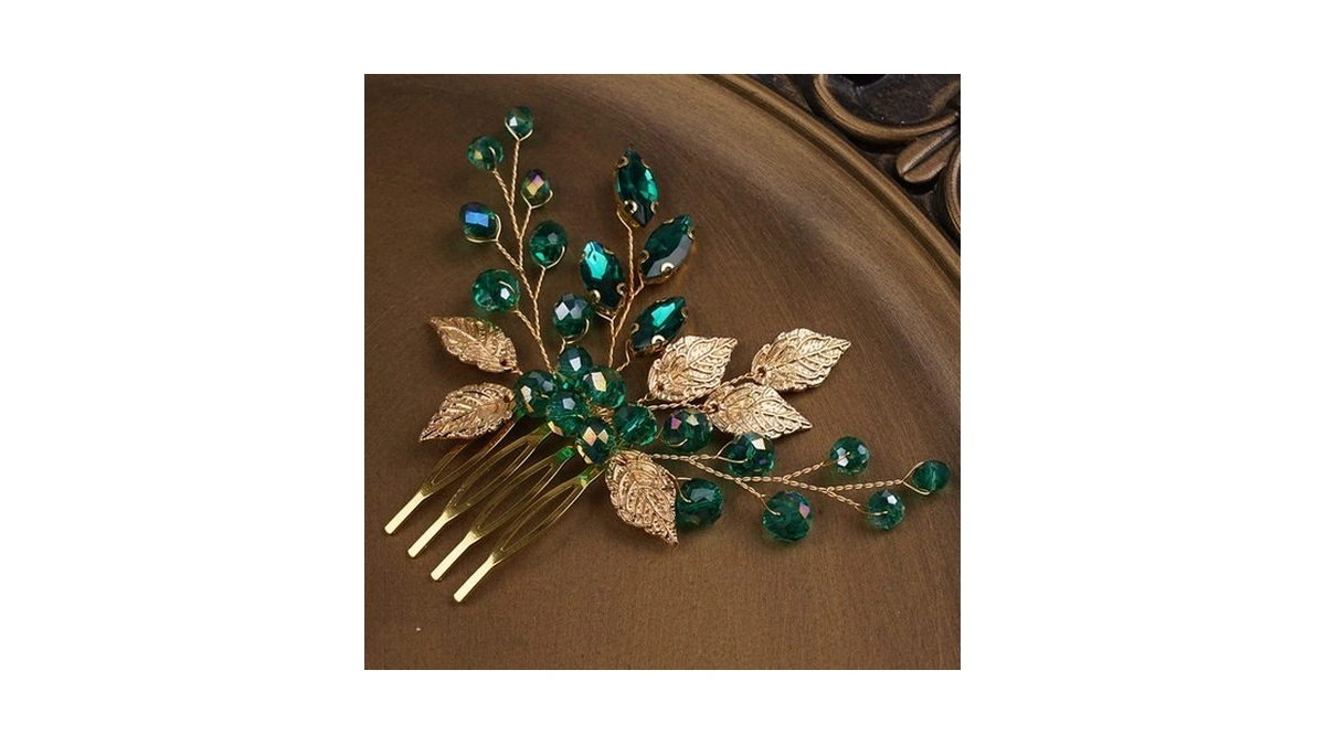 Beryuan Emerald Green Decorative Hair Combs - Bridal Headpiece For