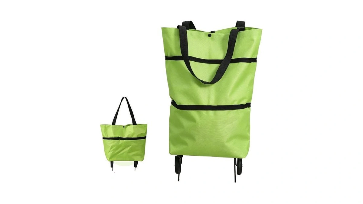 2-in-1rolling Shopping Bag Tote Bag For Women Foldable Shopping Trolley