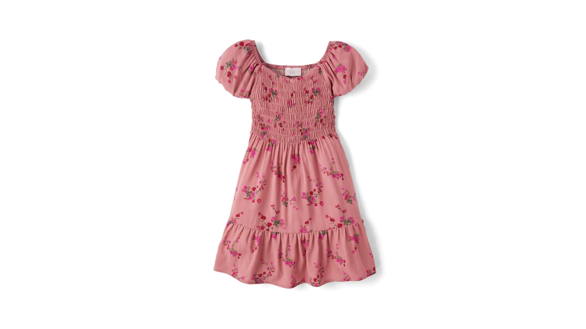 The Children's Place,girls,short Sleeve Everday Dresses,flora Smocked,large