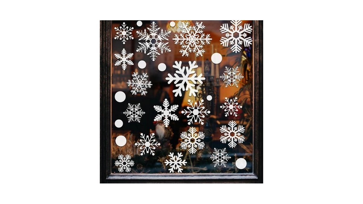 321pcs Christmas Window Decals - 9 Sheets Of Snowflakes, Winter