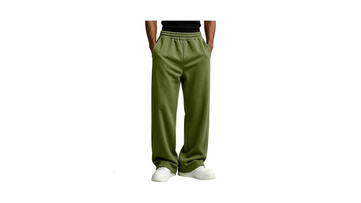 Baggy Sweatpants Men Winter Wide Leg Fleece Lined Pants