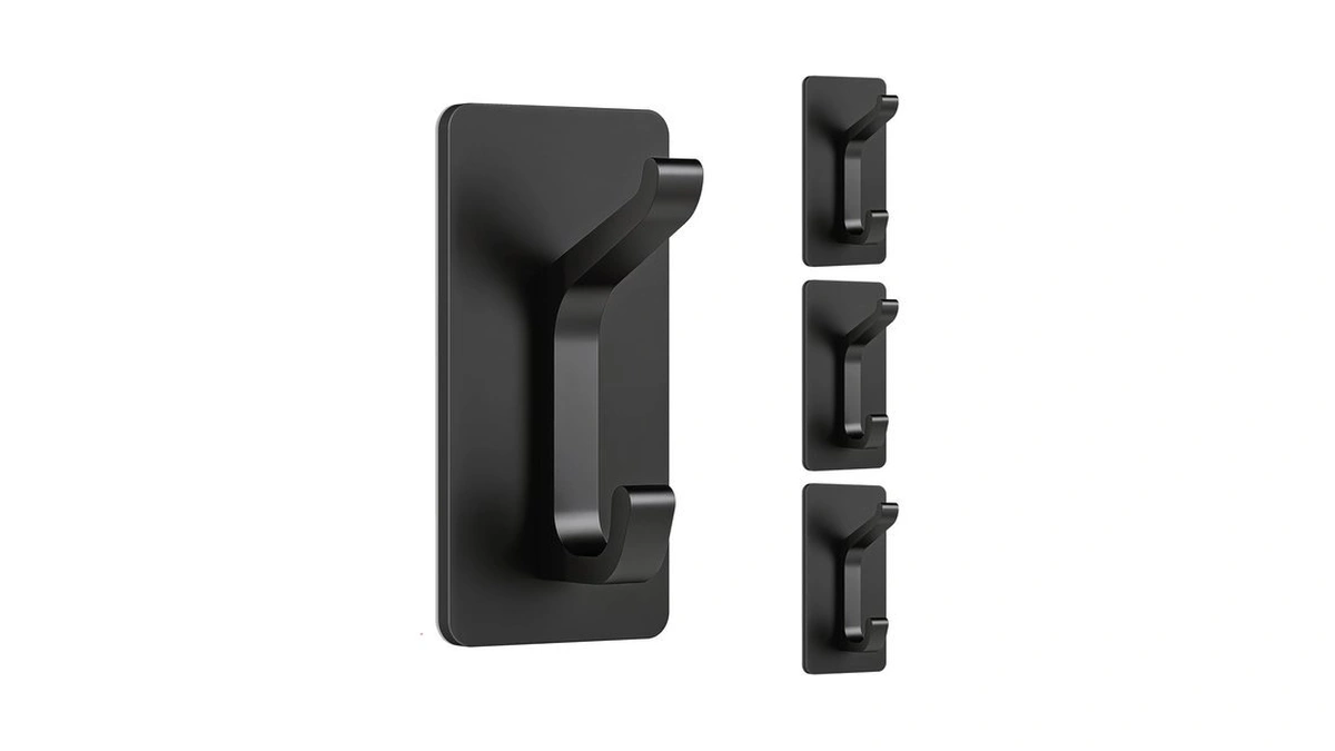 Stwwo Adhesive Wall Coat Hooks, Matte Black Heavy Duty Hooks