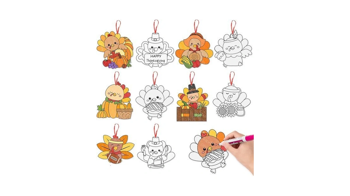 Angolio Thanksgiving Coloring Turkey Crafts, 83pcs Fall Diy Crafts For