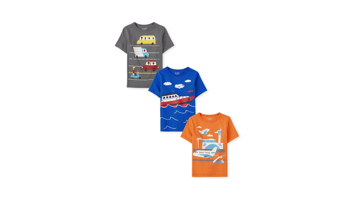 The Children's Place,baby-boys,and Toddler Vehicle Short Sleeve Graphic T-shirts,multipacks,cars/boat/airport 3-pack,5t