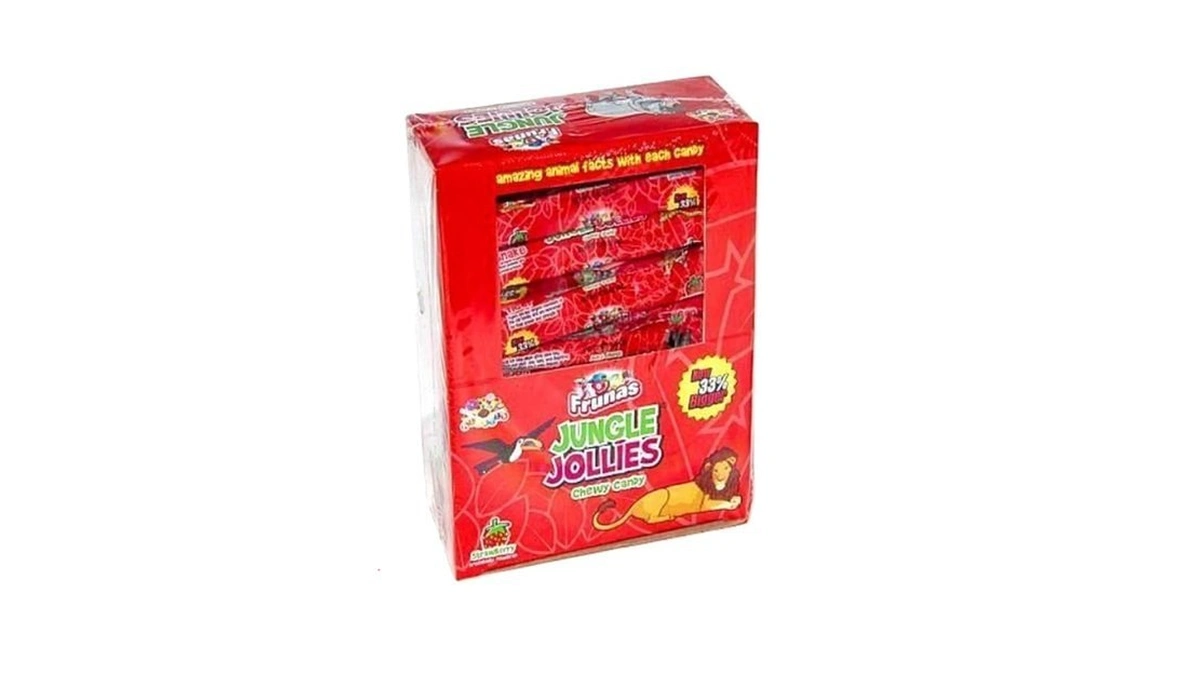 Strawberry Flavored Chewy Taffy Jungle Theme Candy, Individually Wrapped, Pink,