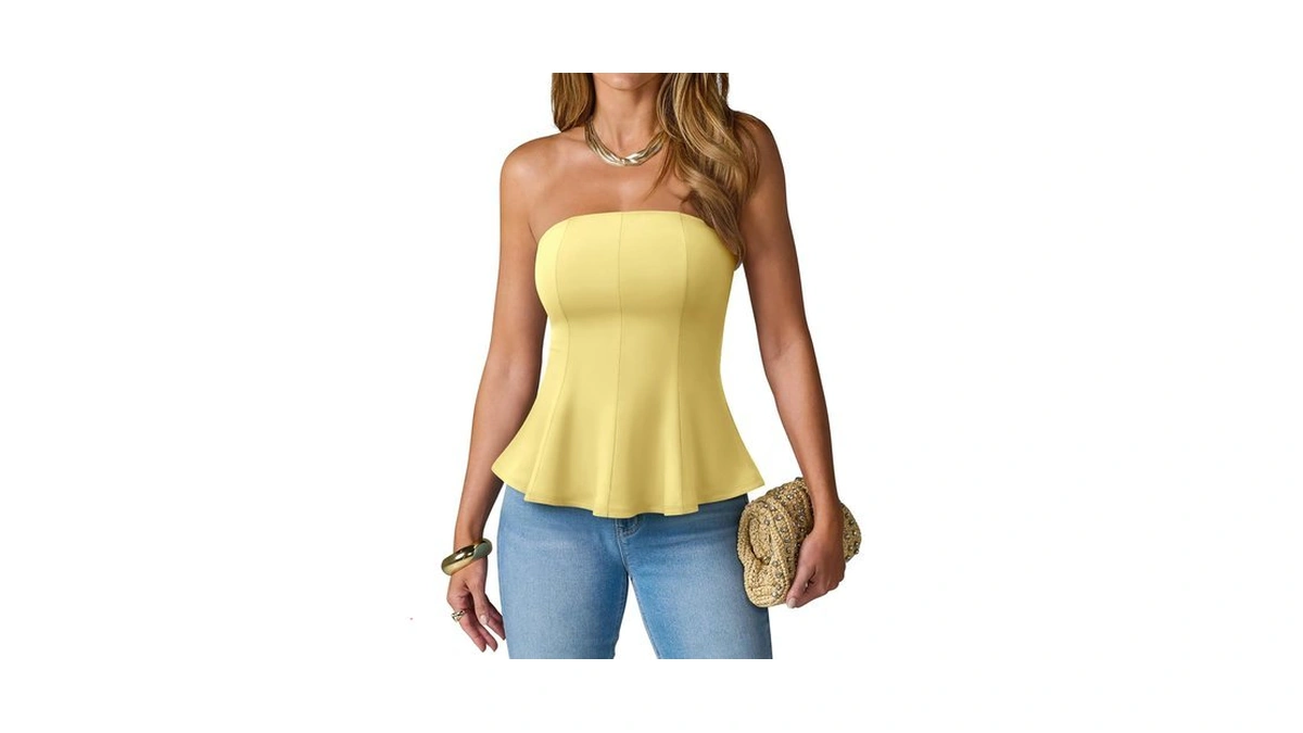 Pinkmstyle Women's Sexy Tube Top Fittedt Double Lined Tank Top