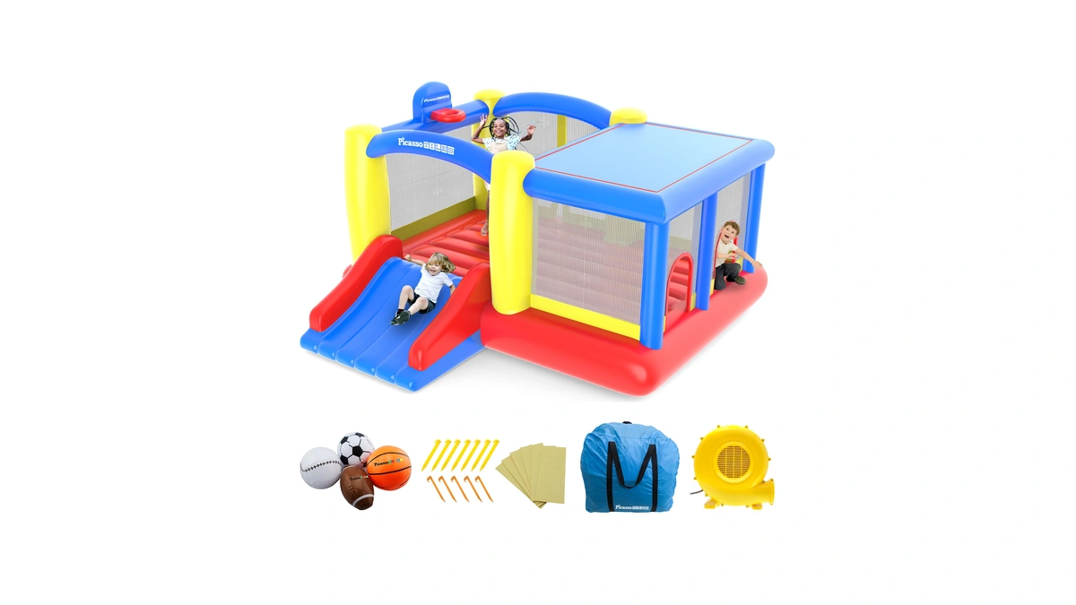 [upgrade Version] Picassotiles Kc102 12x10 Foot Inflatable Bouncer Jumping Bouncing