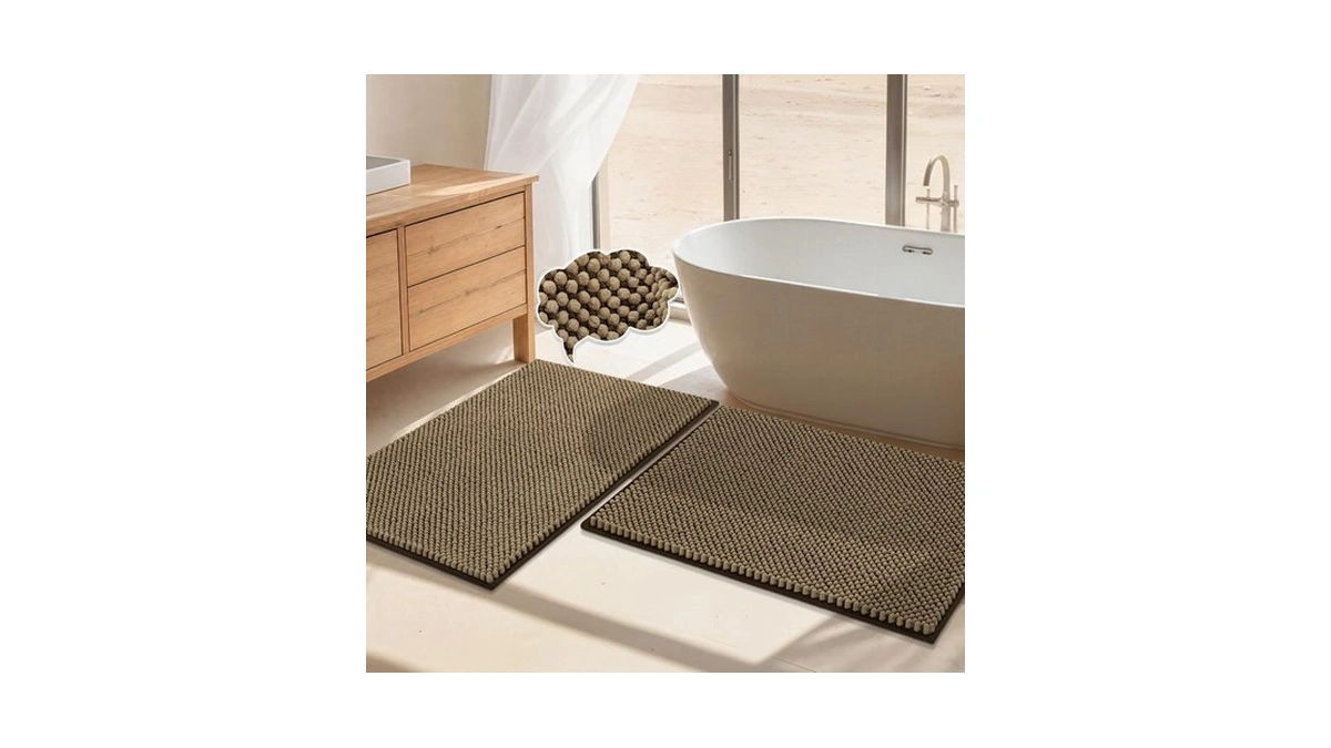 Bsicpro Bathroom Rugs Set 2 Piece, Light Brown, 24"x36" Plus