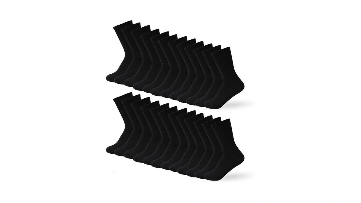Youngtime Cotton Thin Athletic Ankle Socks,12 Pairs, Black, Size 5-9