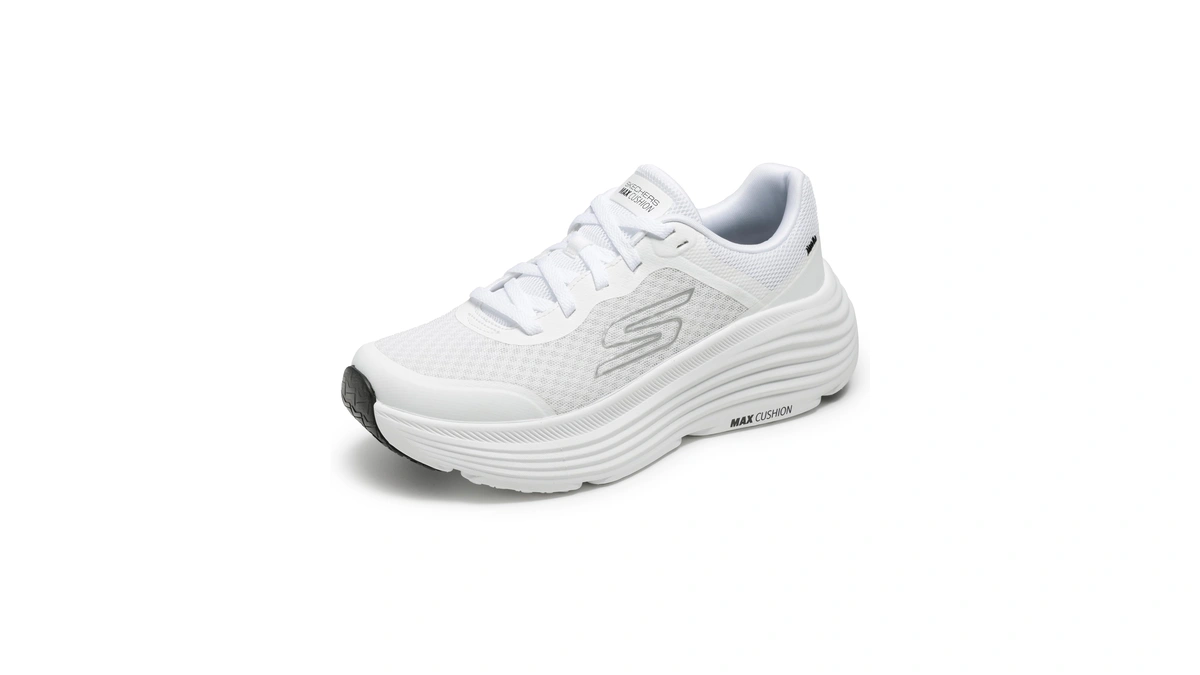 Skechers Women's Max Cushioning Endeavour Canova Sneaker, White/black, 8