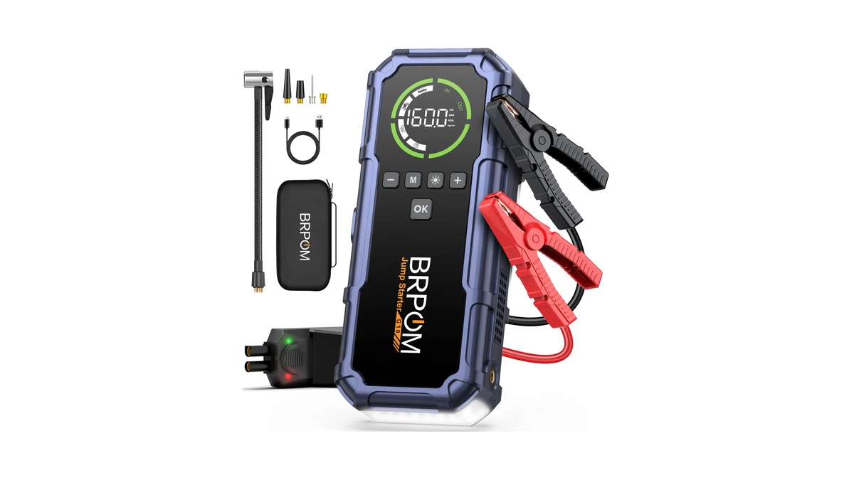 Brpom 8000a Jump Starter With Air Compressor, 160 Psi Tire