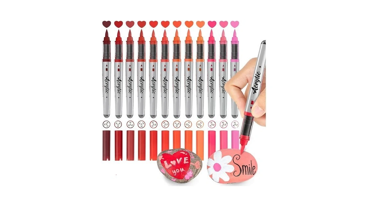 Woomer Acrylic Paint Markers 12 Red Colors, Open Stock, Durable