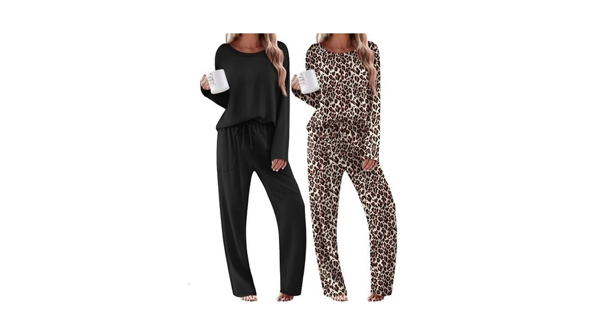 Ekouaer 2 Pack Womens Pajama Sets Long Sleeve Long Pants