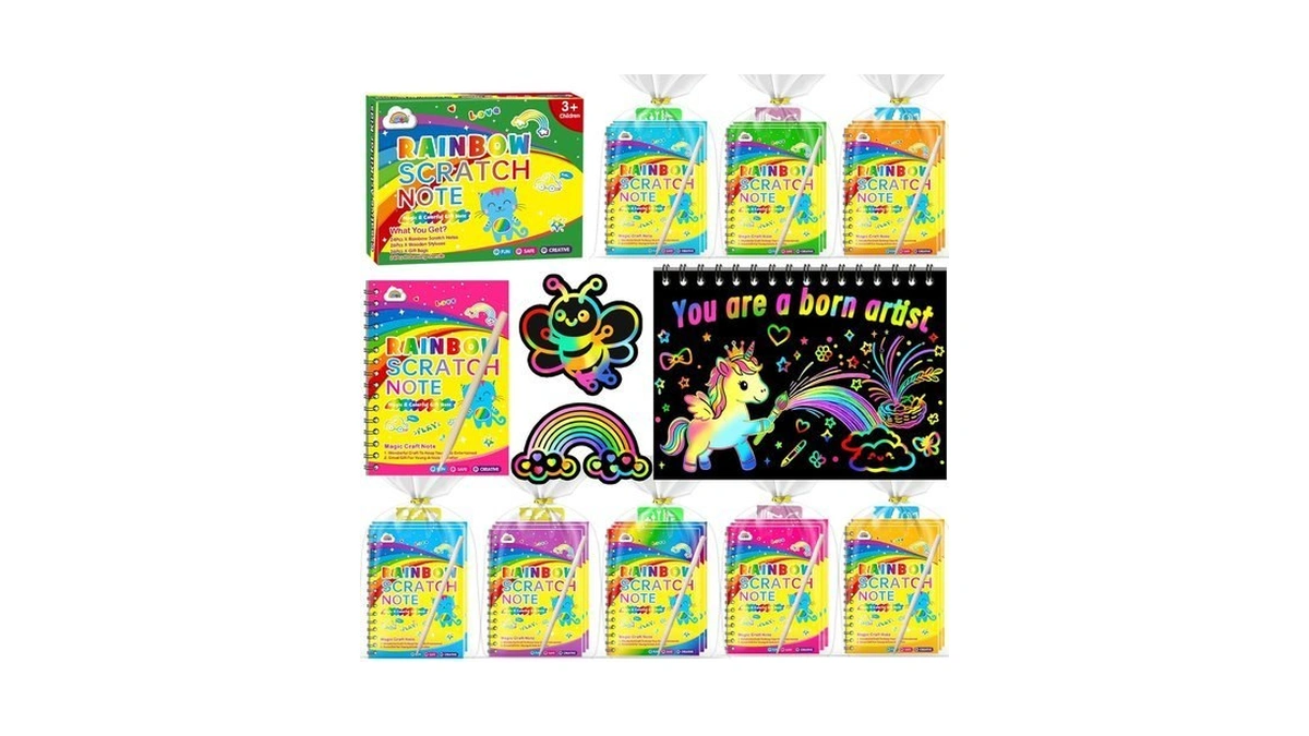 Zmlm 24 Pack Rainbow Art Scratch Notebooks For Kids Birthday
