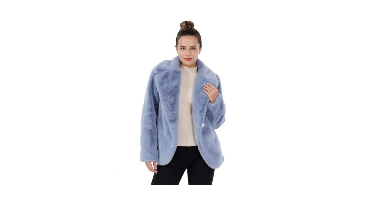 Lusi Madam Women's Faux Fur Coat Fall Winter Wedding Lapel