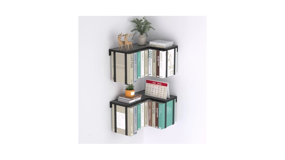 L-shaped Corner Floating Shelves Set Of 2, Floating Book Shelves