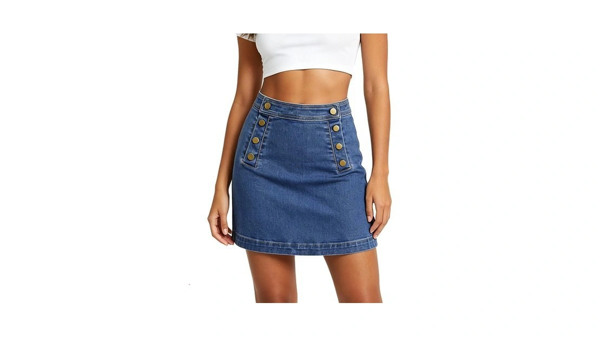 Belle Poque Jean Skirts For Women Denim Mini Skirt, Dark
