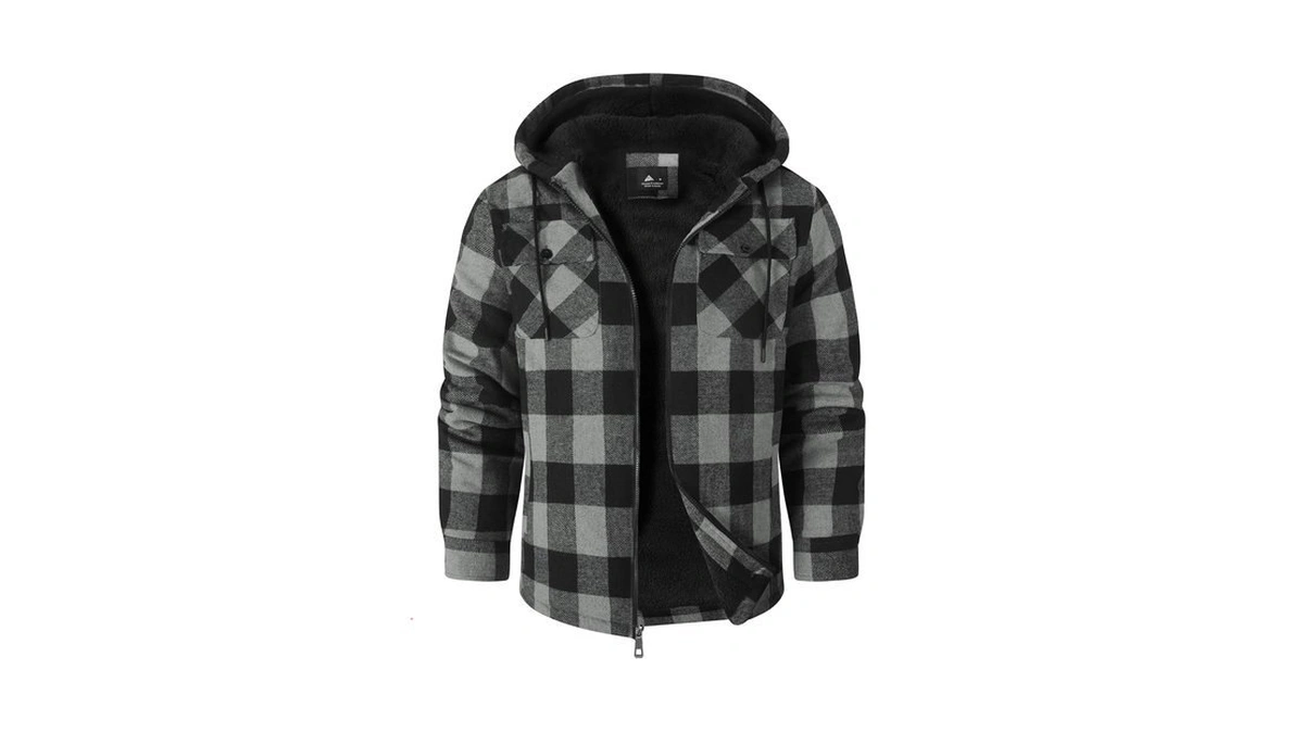 Scodi Men's Flannel Jacket Sherpa Lined Plaid Fleece Hoodies Zip