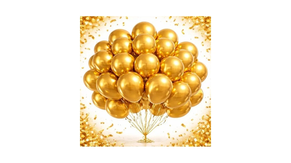 Metallic Gold Latex Balloons 100 Pack, 12 Inch Round Shiny