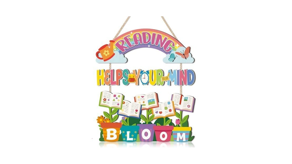 Toarti Reading Corner Classroom Inspirational Door Sign Hanging (11.4''x13''), Reading