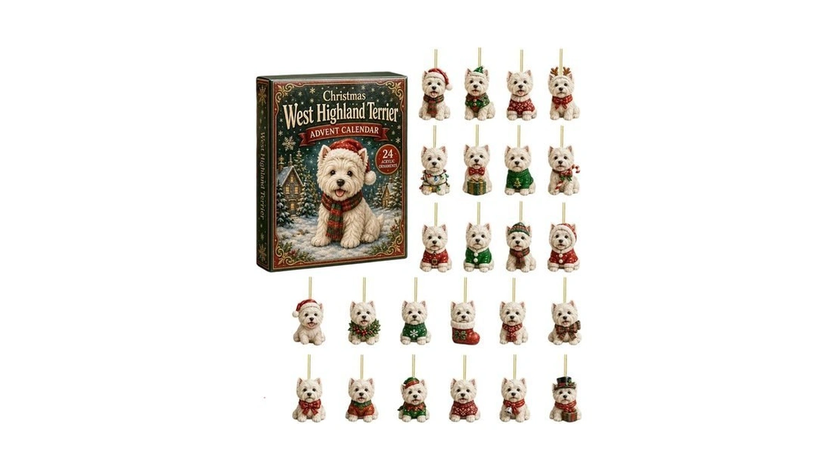 Westie Advent Calendar 2026, 24 Day Dog Christmas Countdown (silver)