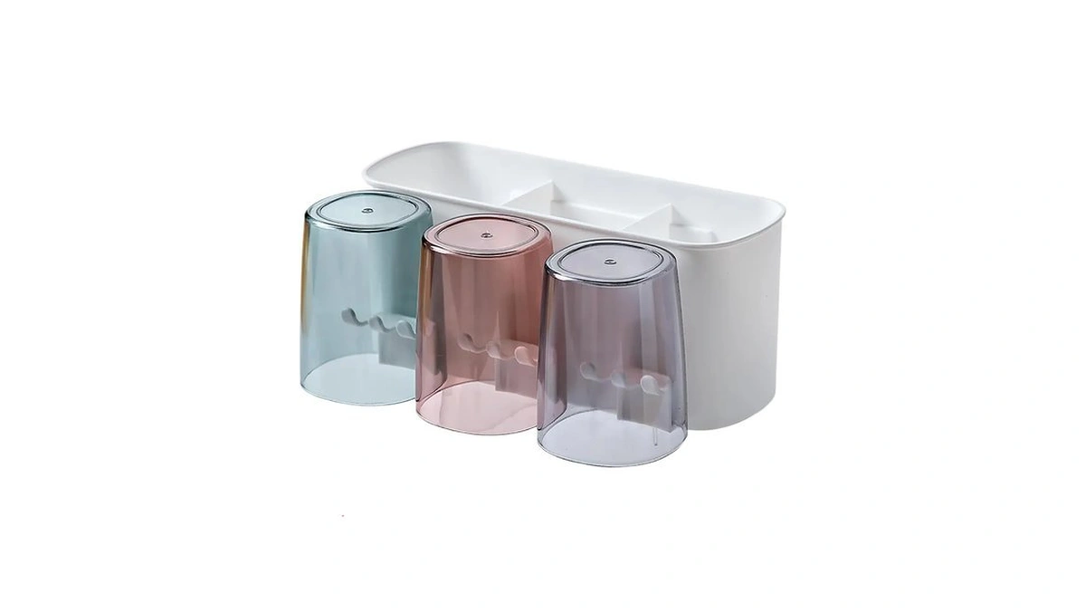 Tooth Brush Holder For Bathroom, Abs Plastic 6 Toothbrush Slots