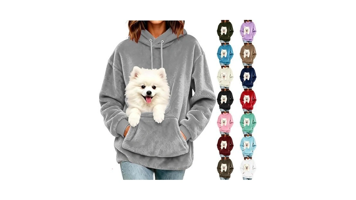 Womens Hoodie With Dog Pouch Kangaroo Pet Cat Holder Pocket
