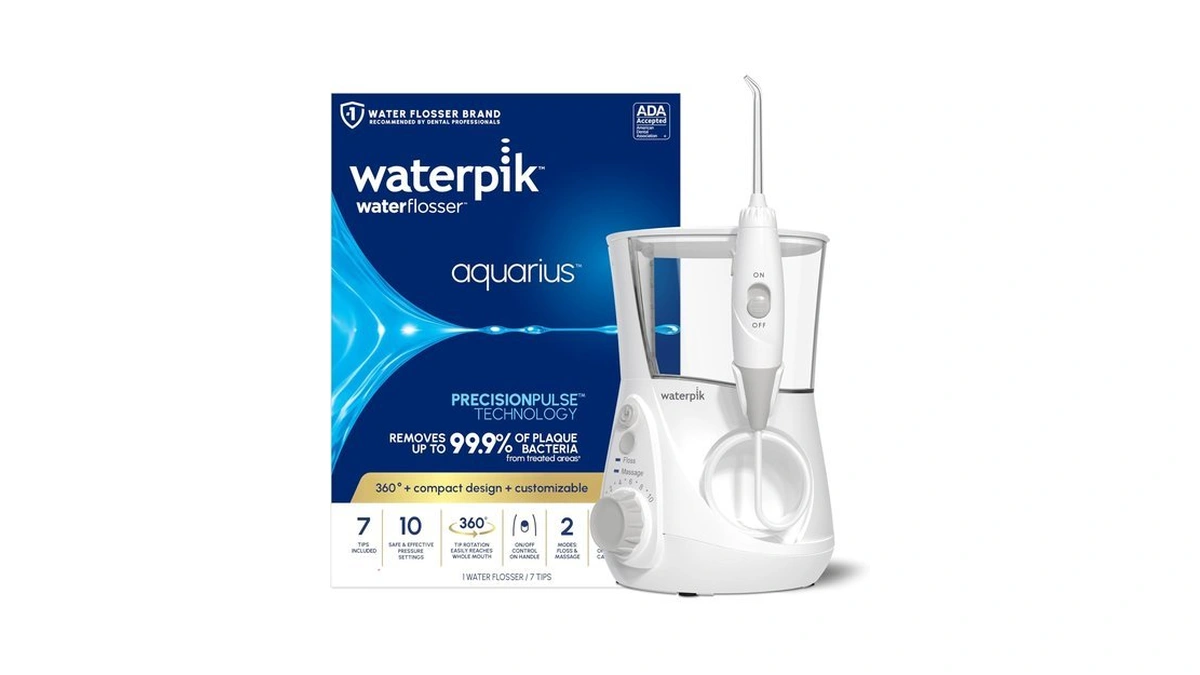 Waterpik Aquarius Countertop Water Flosser With 10 Settings, 7 Tips,