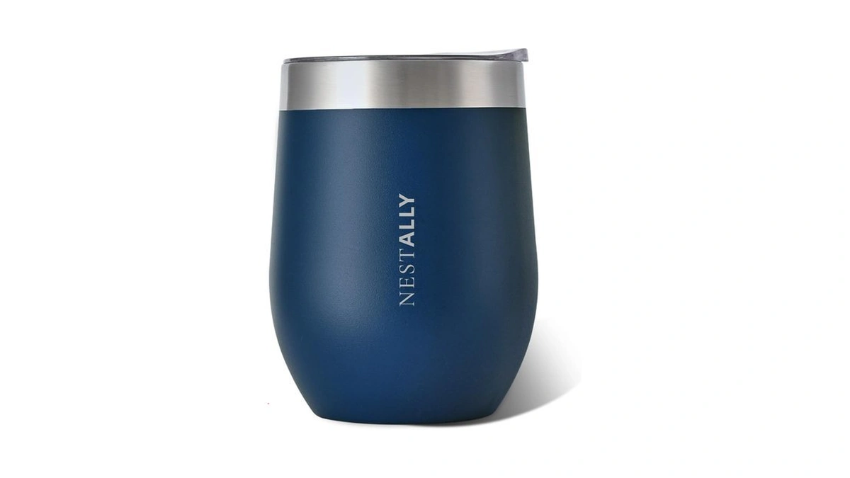 Nestally Chilled 12 Oz Insulated Wine Tumbler With Lid, Navy