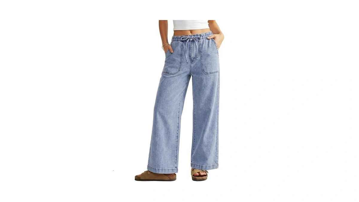 Grapent Stretch Waist Jeans For Women Women's Wide Leg Jeans