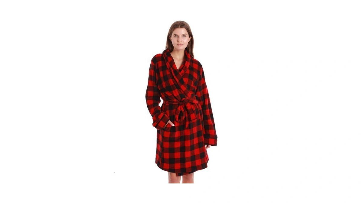 Just Love Printed Plush Robe For Women 4617-10195-red-m