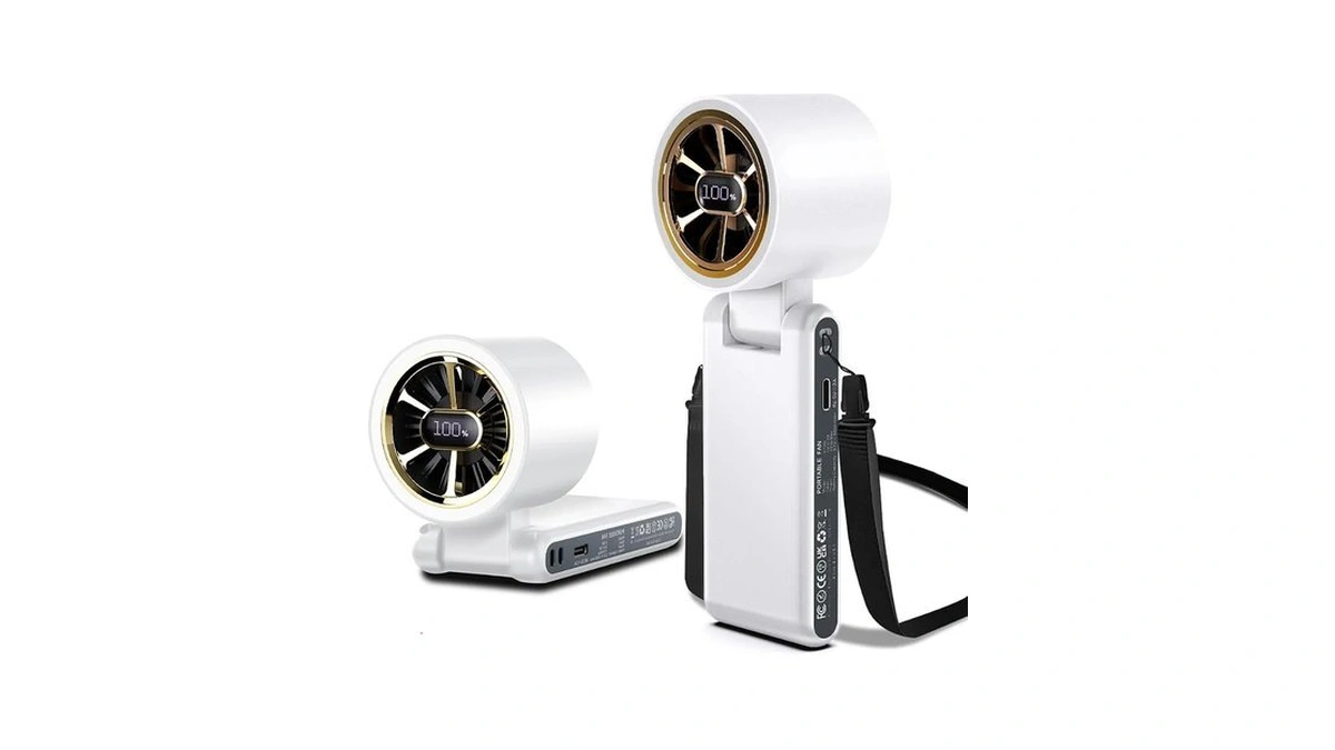 Cazokasi Rechargeable Strong Wind Handheld Fan With Ambient Lighting 4