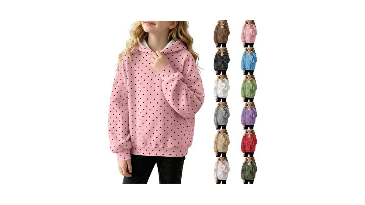 Girls Oversized Hoodie Girls Hoodies Size 10-12 Warm Cute Polka