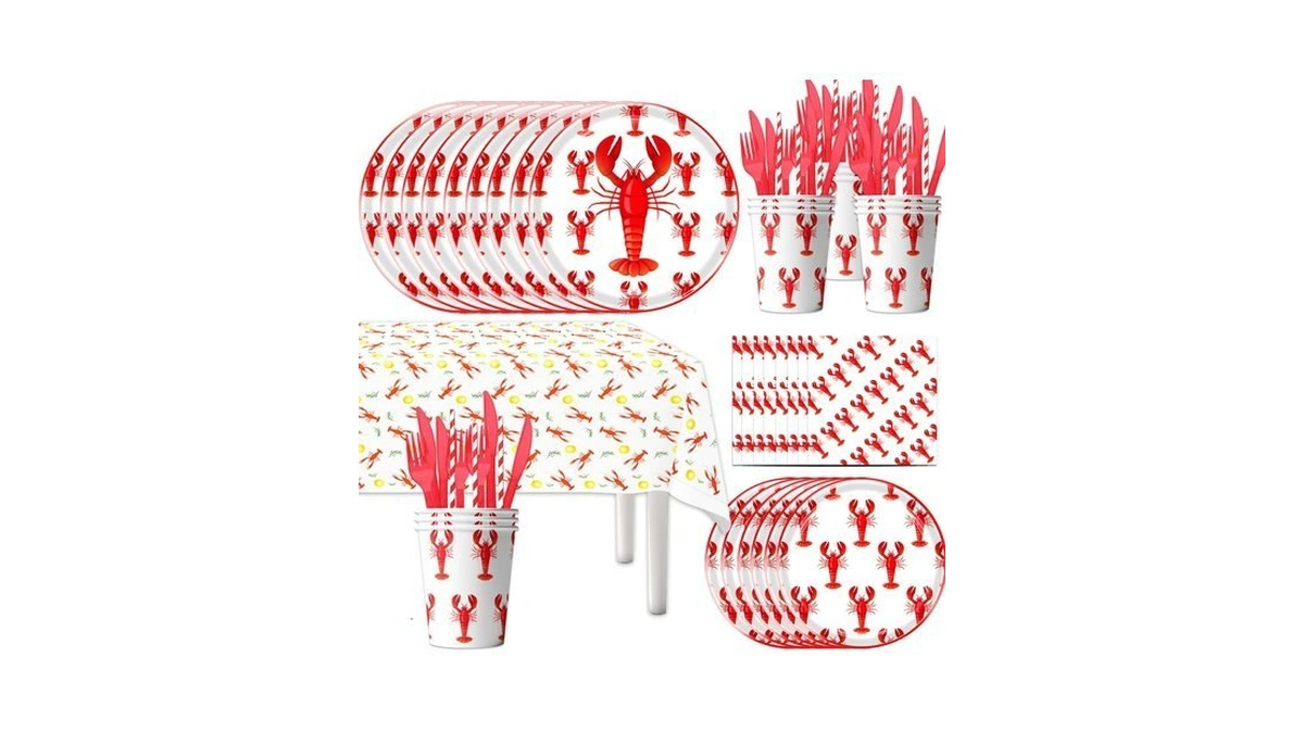 141pcs Crawfish Boil Party Supplies Disposable Tableware Set Inculde Plates