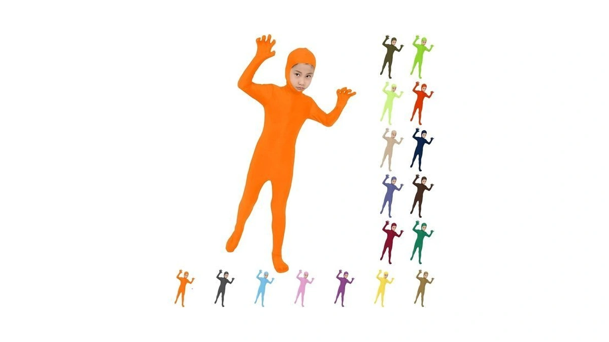 Kids Orange Bodysuits Halloween Costume Full Body Zentai Suit Orange